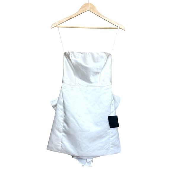 NEW Lulus Soiree Hour White Satin Strapless Bow Mini Dress #1570 - Picture 5 of 7